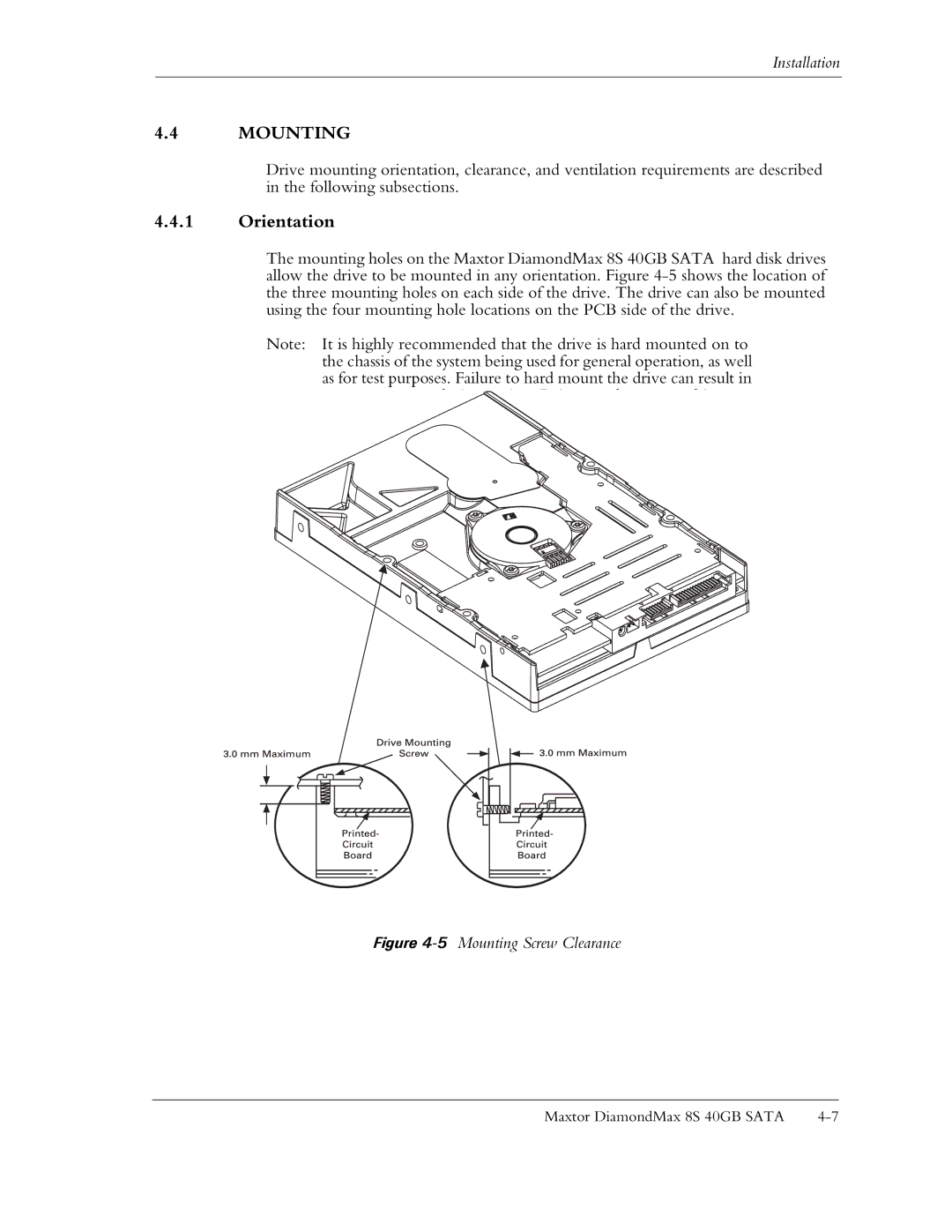 Maxtor Computer Drive manual Mounting, Orientation 