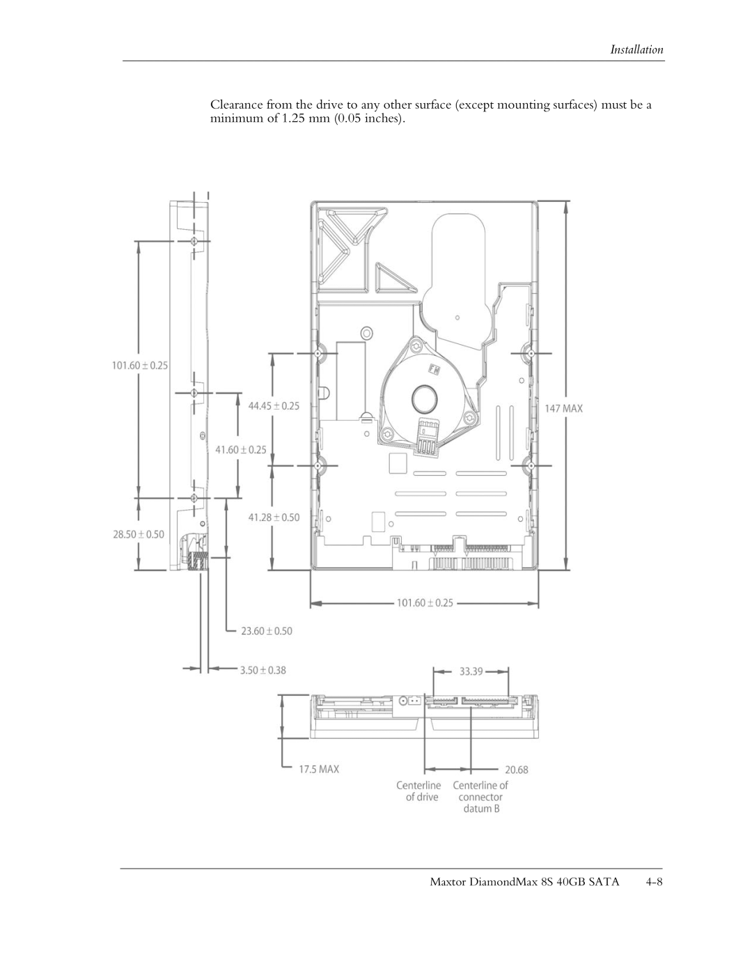 Maxtor Computer Drive manual 6Mounting Dimensions and Clearance 