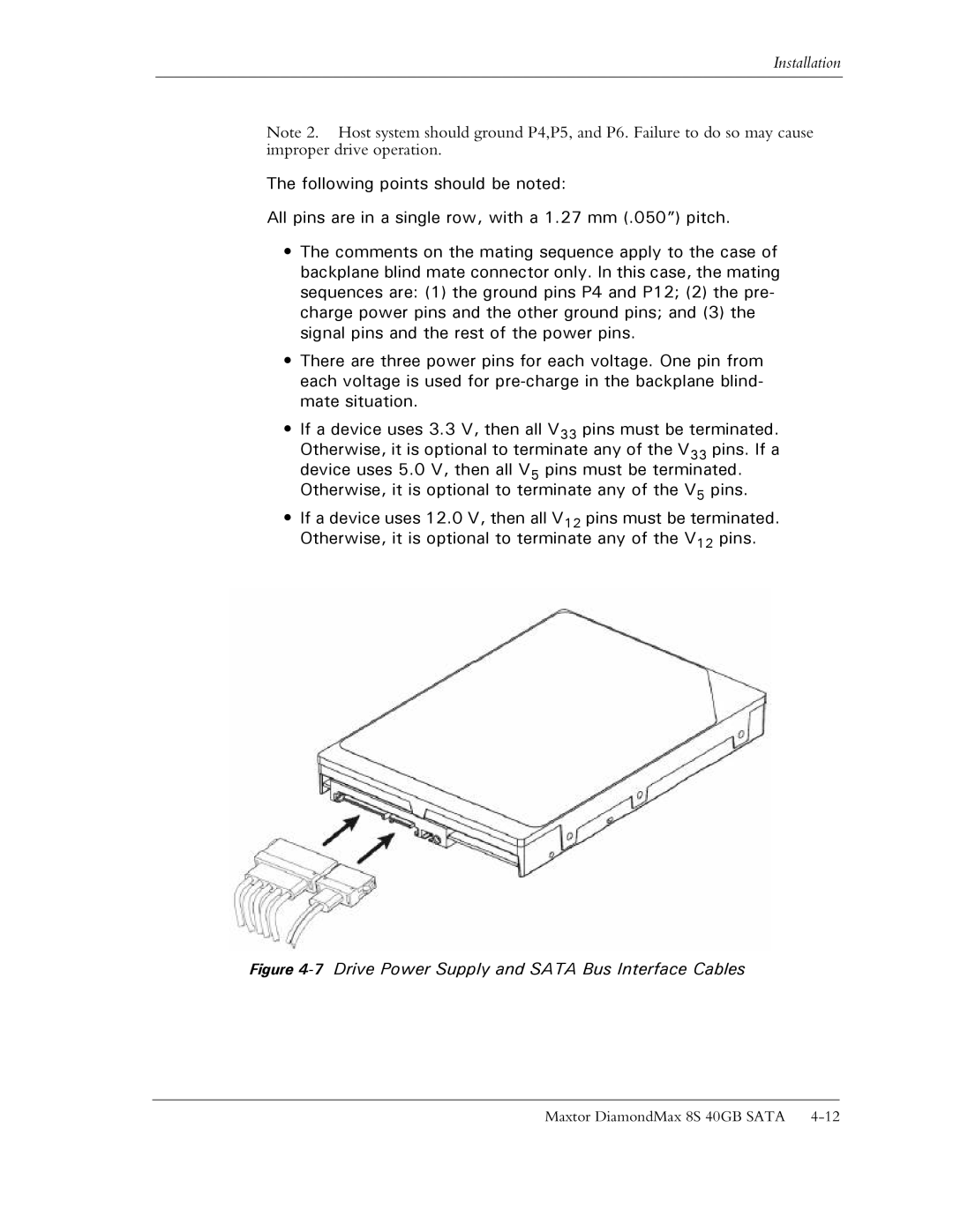 Maxtor Computer Drive manual 7Drive Power Supply and Sata Bus Interface Cables 