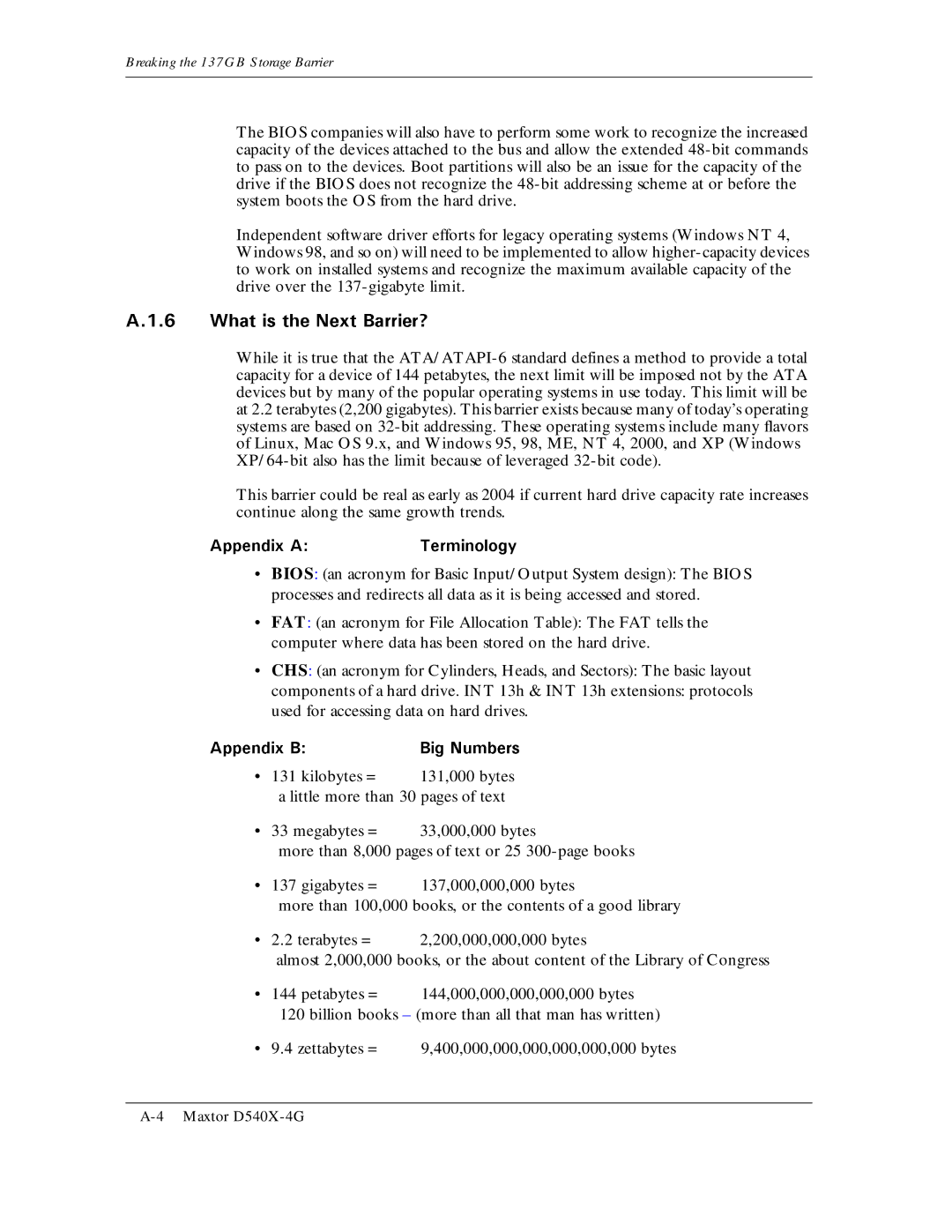 Maxtor D540X-4G manual Little more than 30 pages of text 