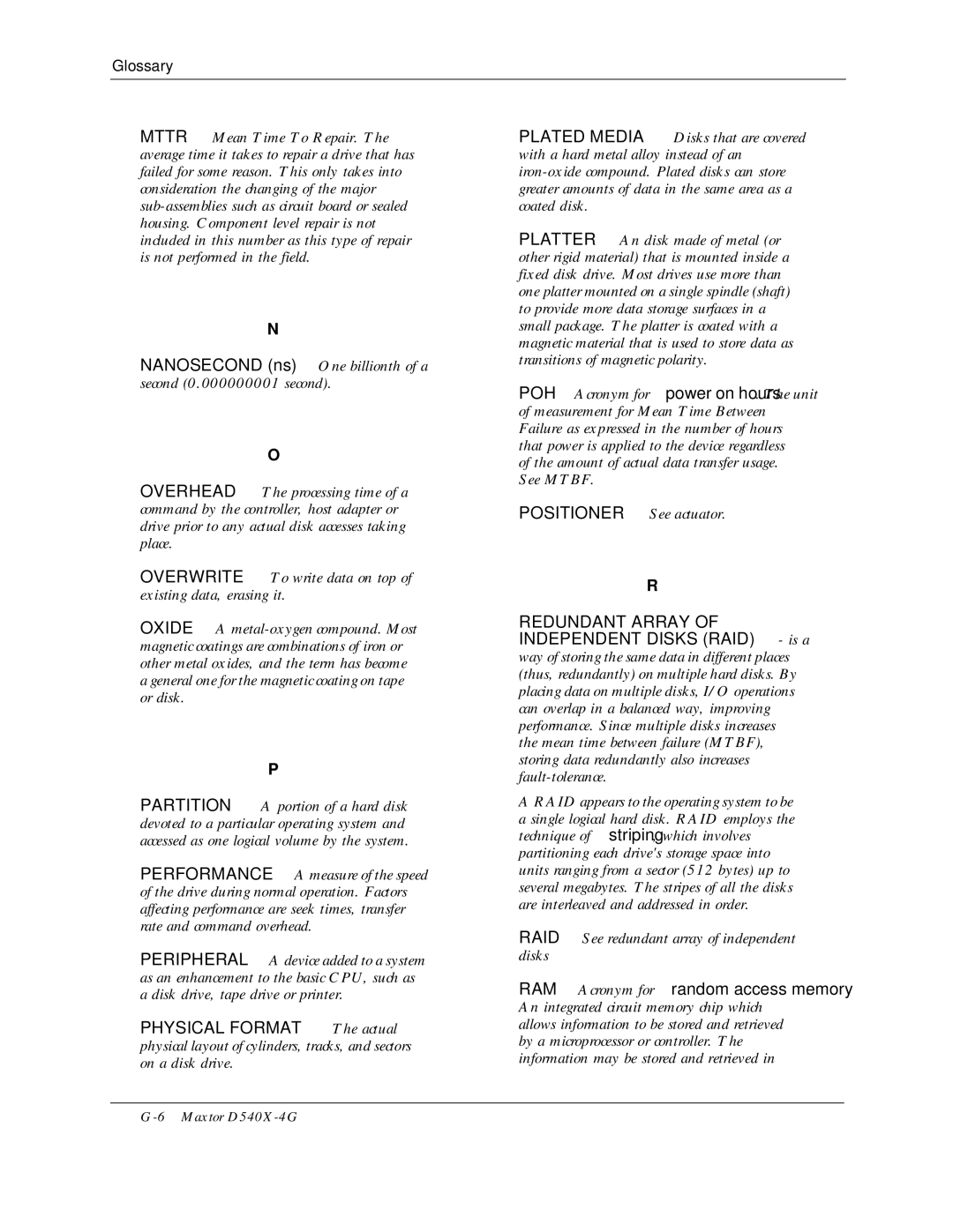 Maxtor D540X-4G manual Glossary 