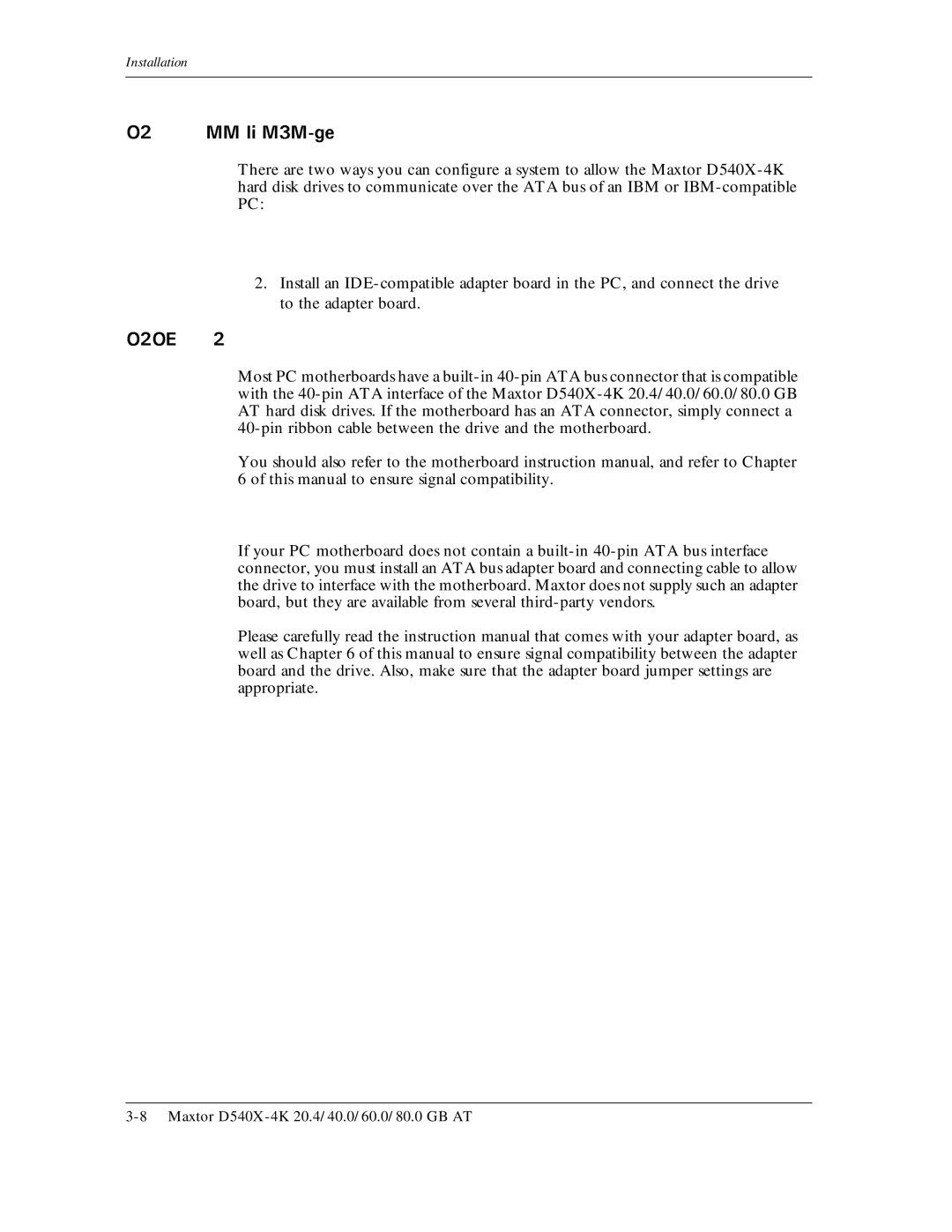 Maxtor D540X-4K manual To the adapter board 