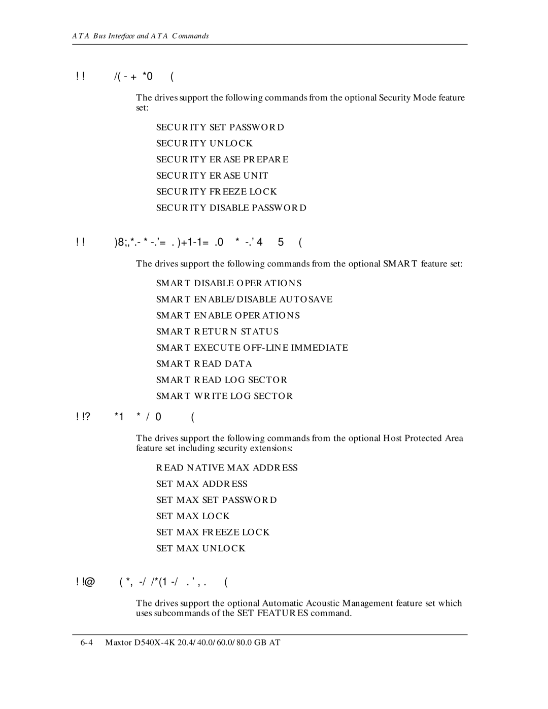 Maxtor D540X-4K manual ATA Bus Interface and ATA Commands 