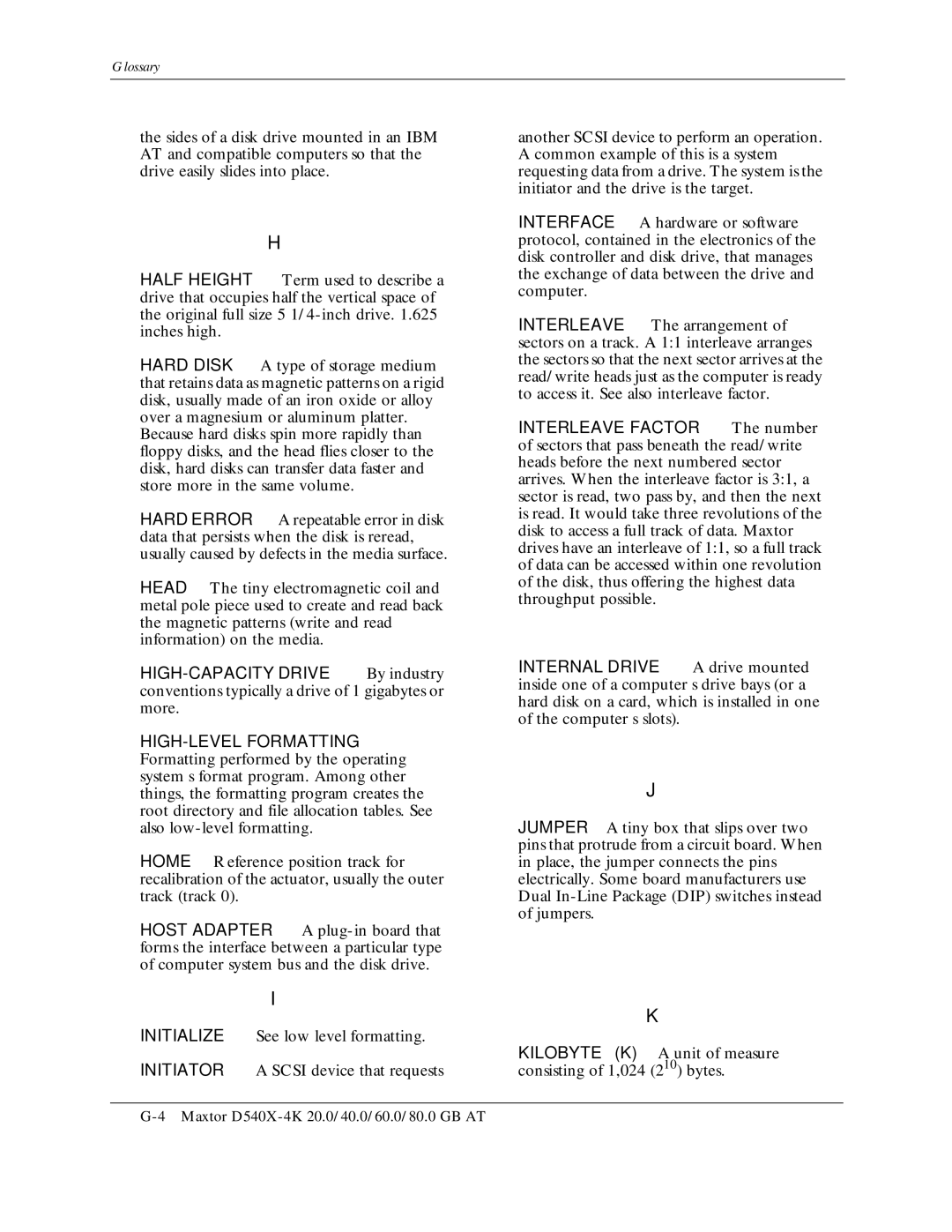 Maxtor D540X-4K manual Glossary 