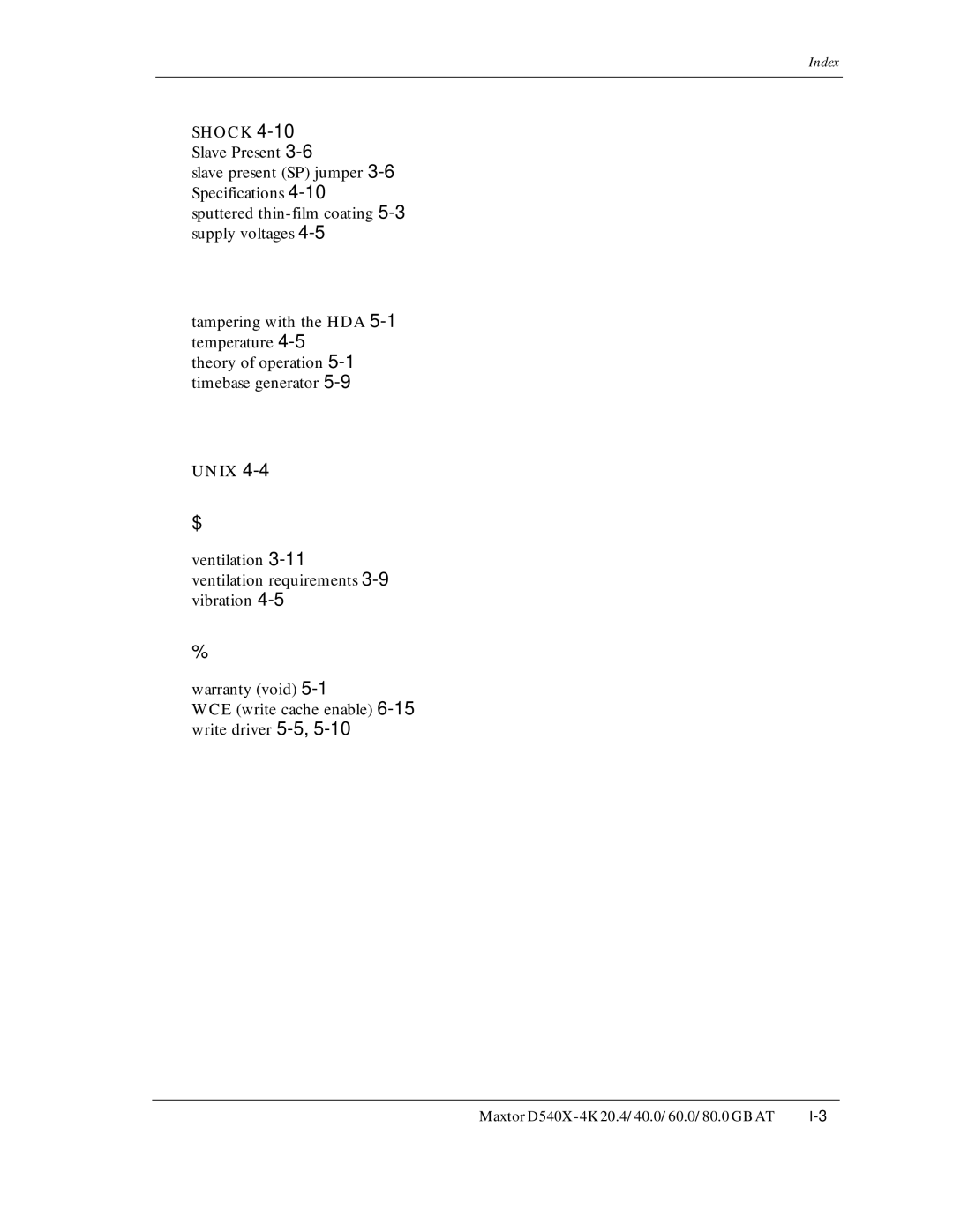 Maxtor D540X-4K manual $tampering with the HDA 5-1temperature 