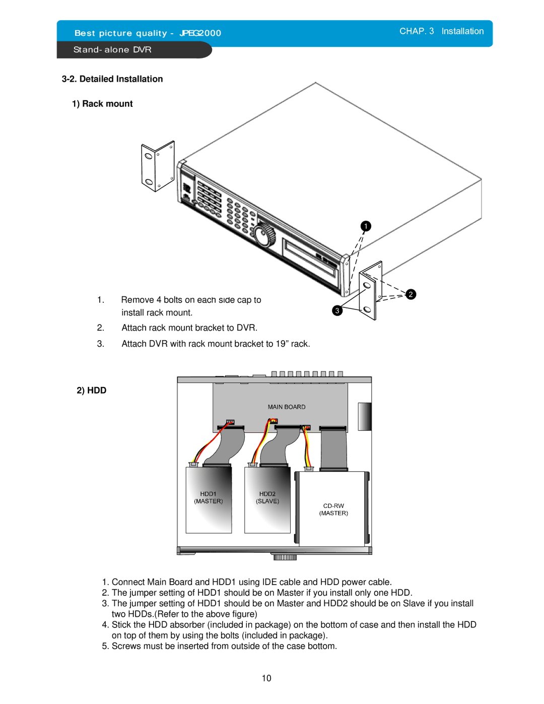 Maxtor DVMR manual Detailed Installation Rack mount, Hdd 