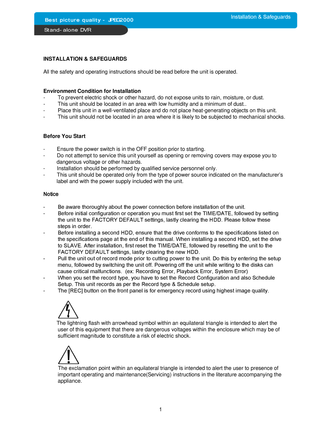 Maxtor DVMR manual Installation & Safeguards, Environment Condition for Installation, Before You Start 