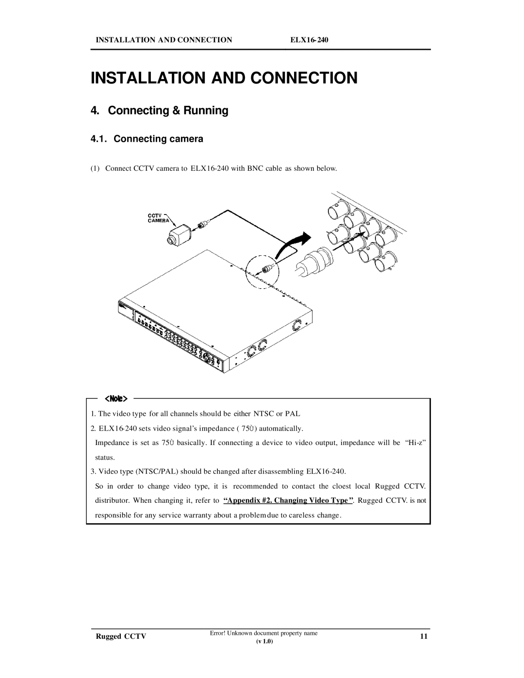 Maxtor ELX16-240 manual Connecting & Running, Connecting camera 