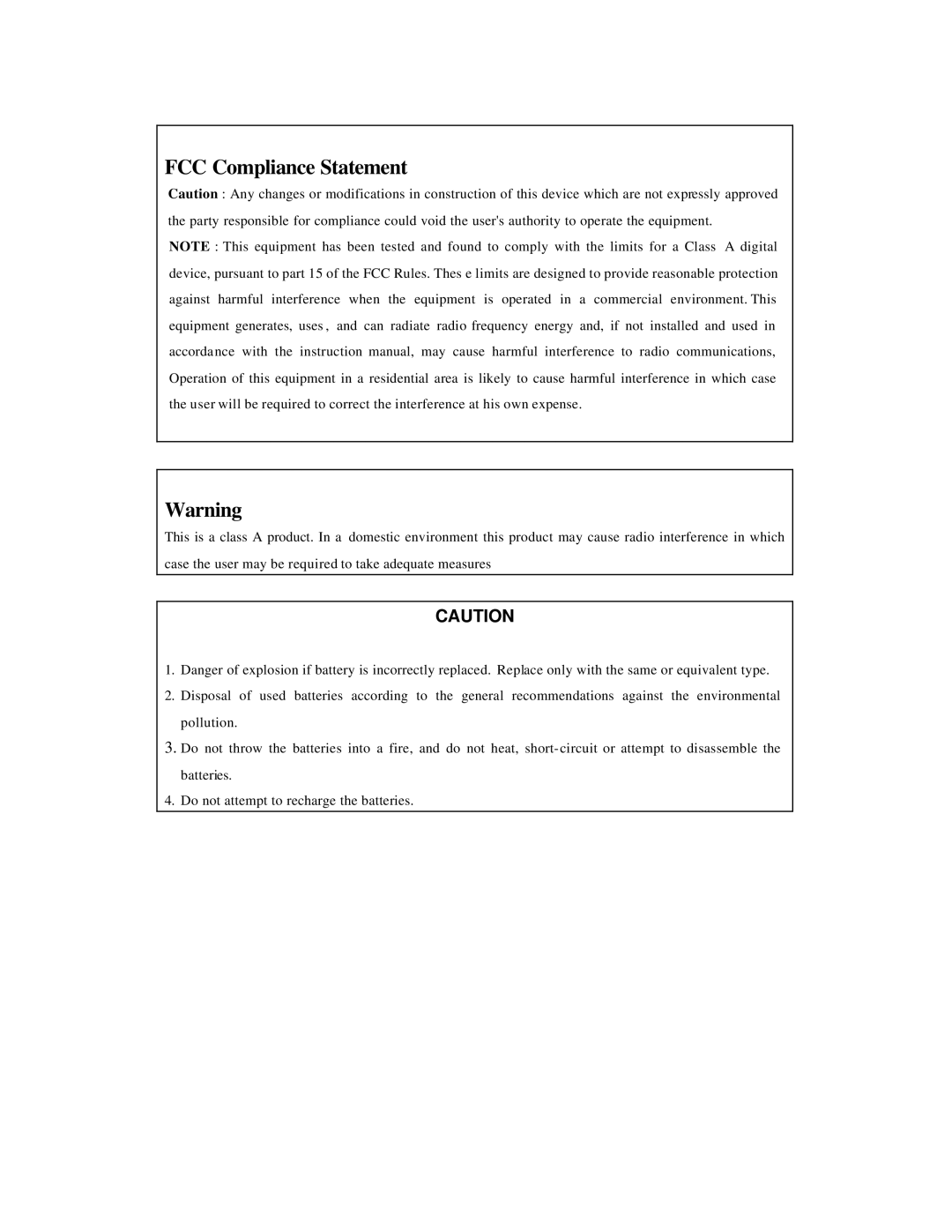 Maxtor ELX16-240 manual FCC Compliance Statement 