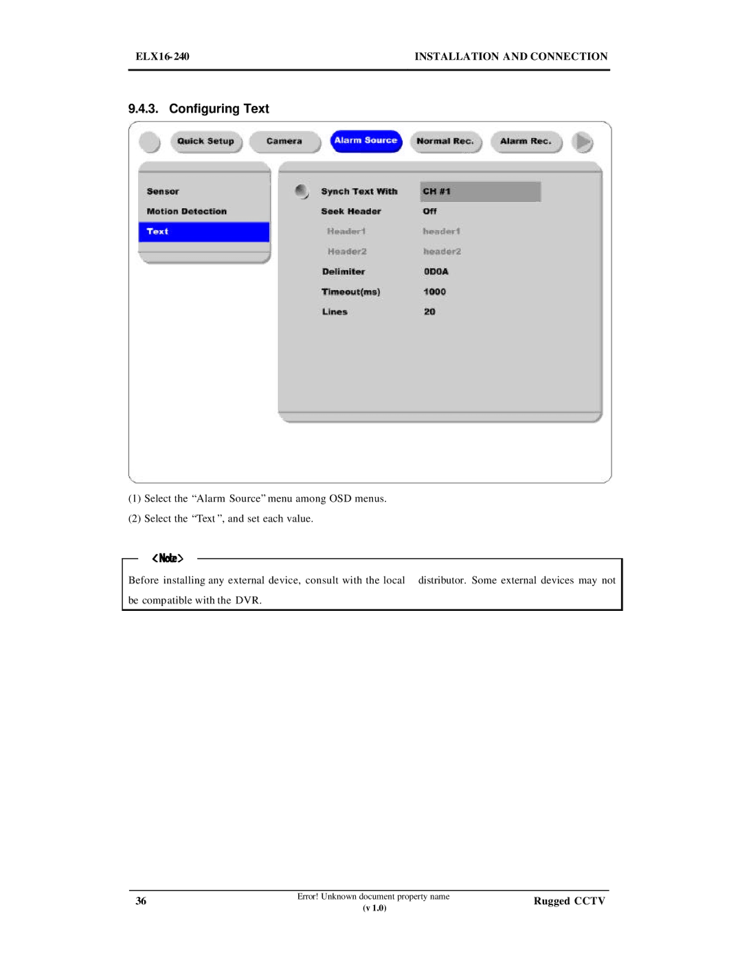 Maxtor ELX16-240 manual Configuring Text 