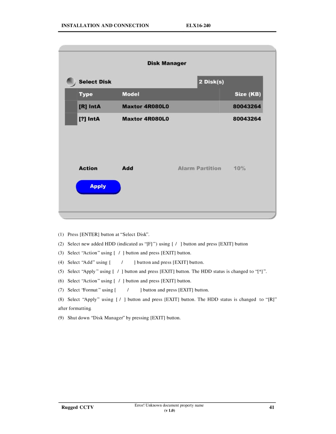 Maxtor ELX16-240 manual Installation and Connection 