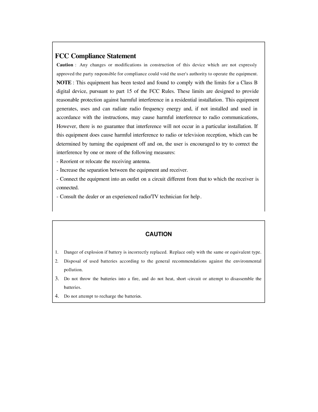 Maxtor ELX8-60 manual FCC Compliance Statement 