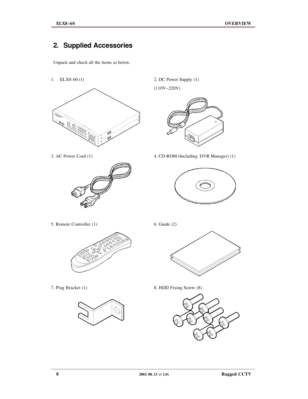 Maxtor ELX8-60 manual Supplied Accessories 