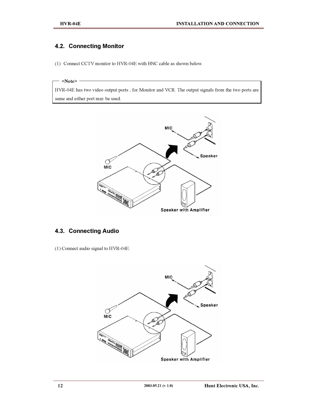 Maxtor HVR-04E manual Connecting Monitor, Connecting Audio 