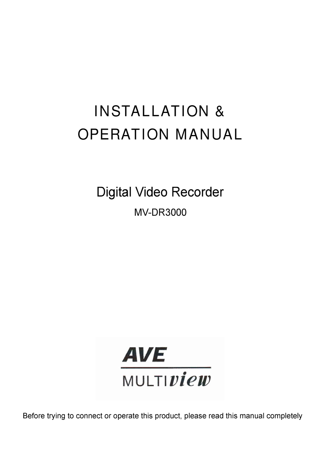 Maxtor MV-DR3000 operation manual Installation 