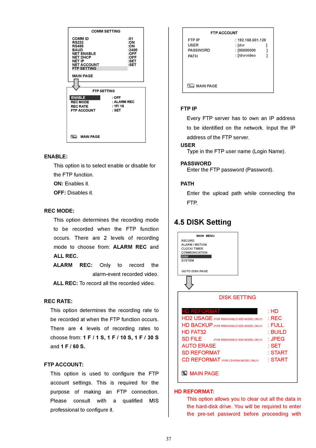 Maxtor MV-DR3000 operation manual Disk Setting 