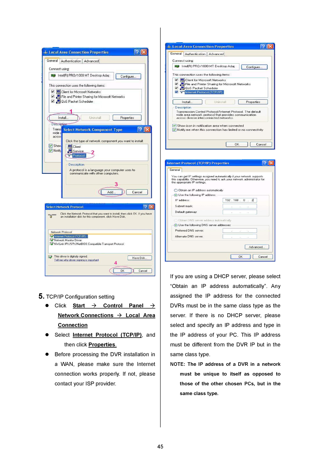 Maxtor MV-DR3000 operation manual TCP/IP Configuration setting 