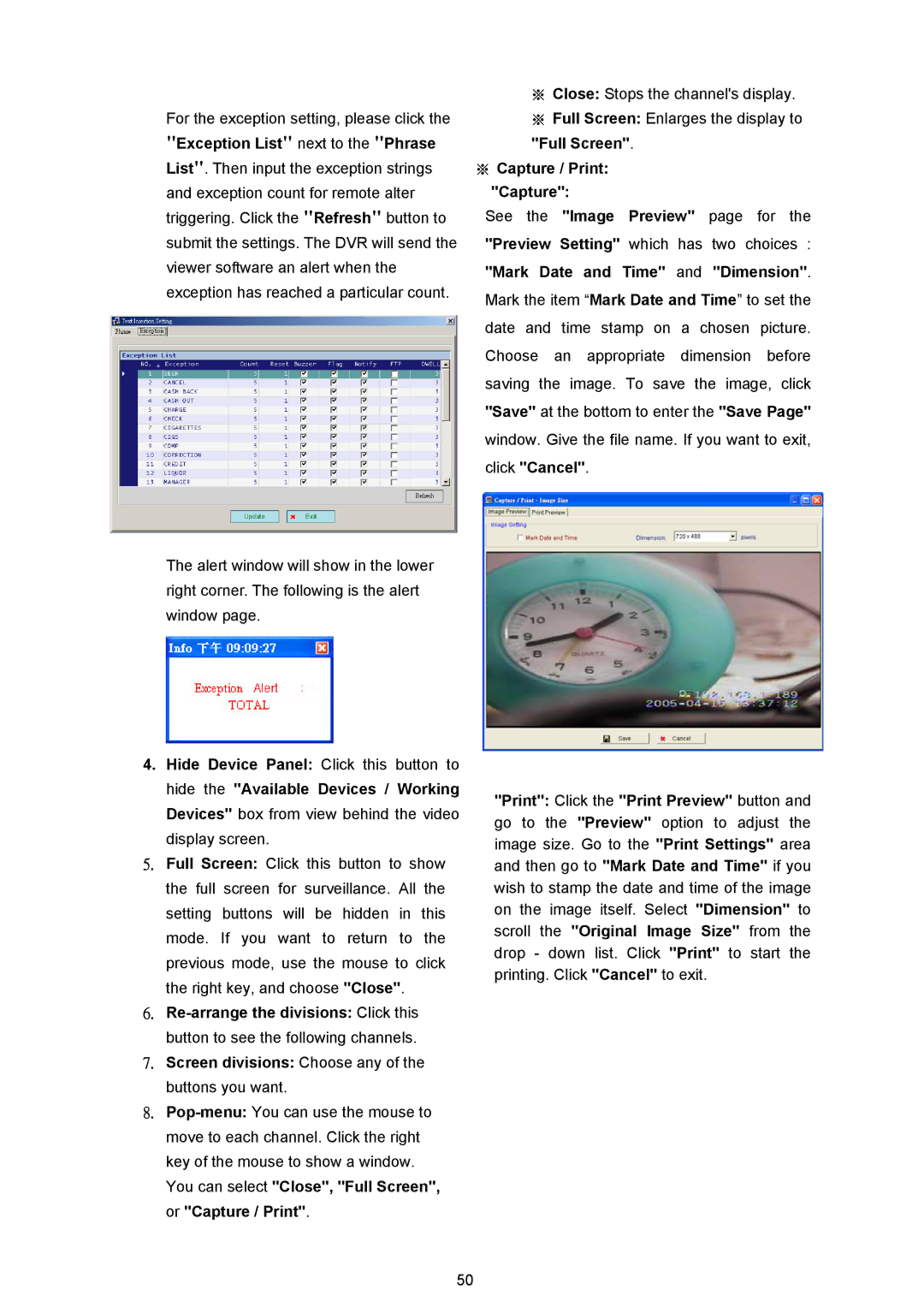 Maxtor MV-DR3000 operation manual ※ Capture / Print, Mark Date and Time and Dimension, Click Cancel 