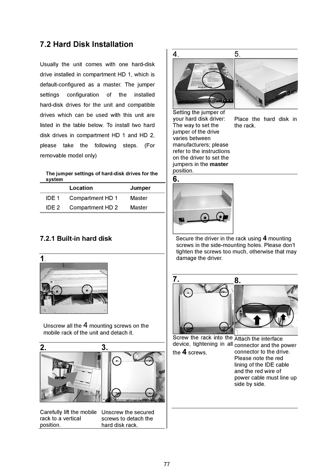 Maxtor MV-DR3000 operation manual Hard Disk Installation, Built-in hard disk 