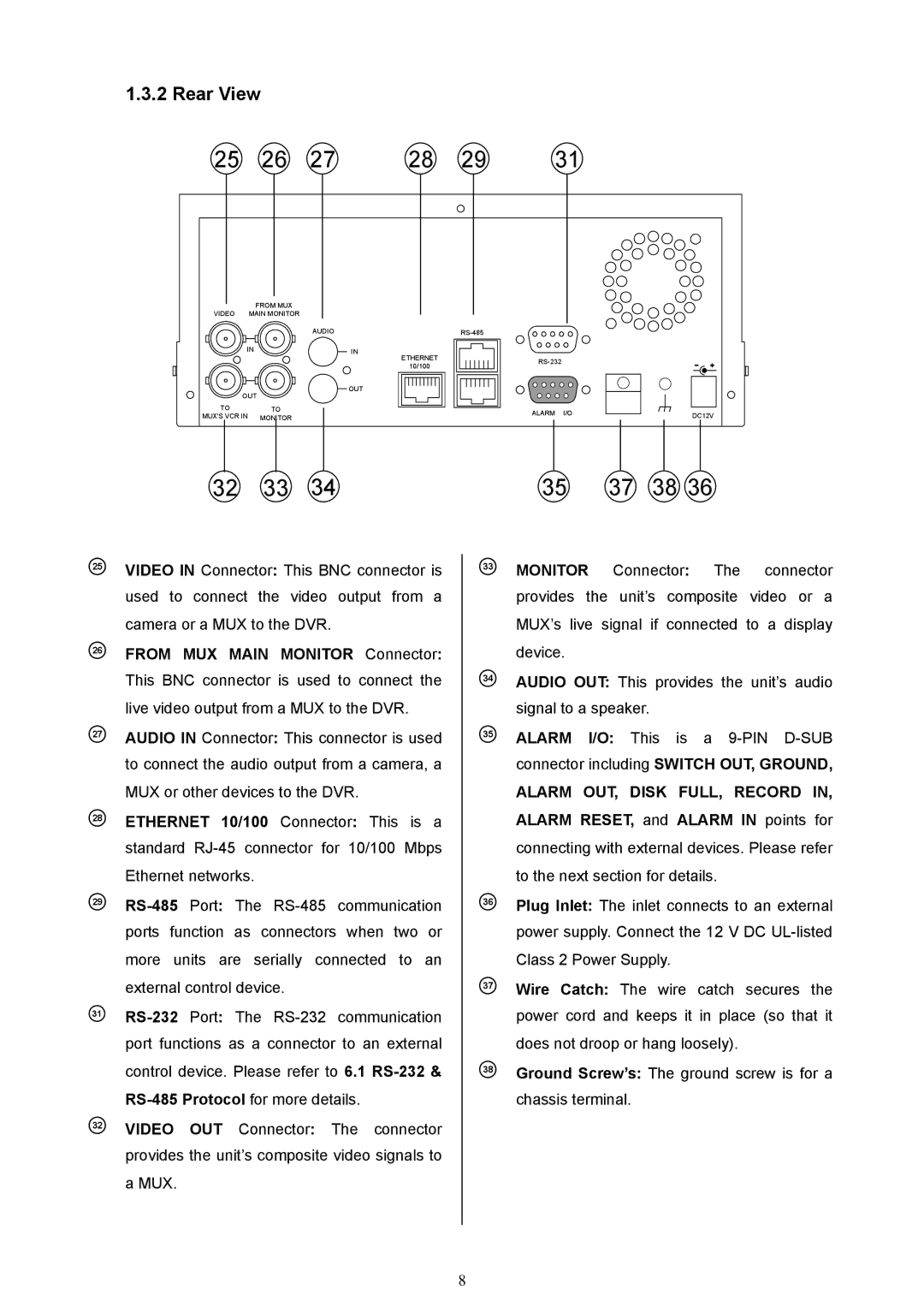 Maxtor MV-DR3000 operation manual Rear View 