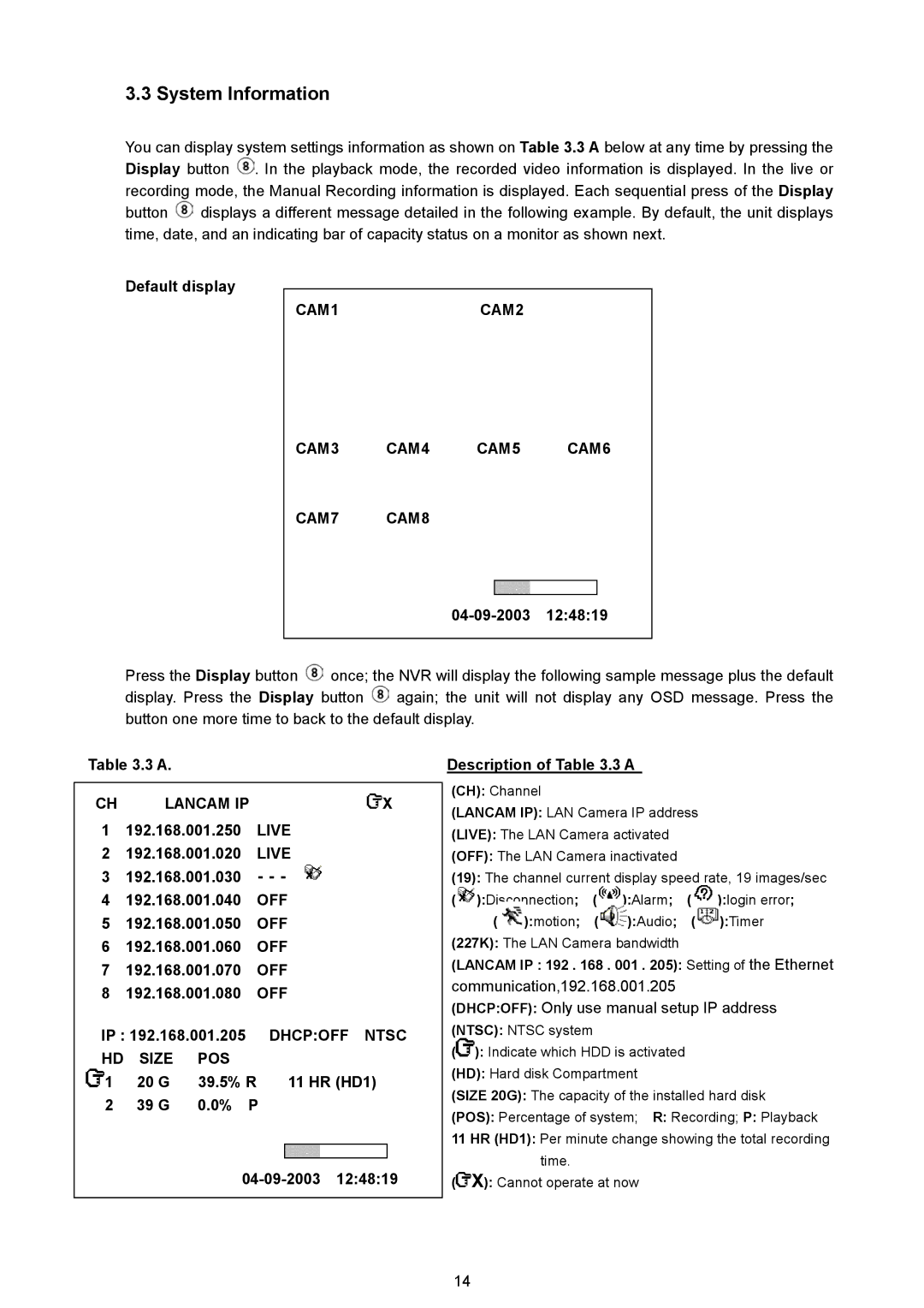 Maxtor NVR-2028 manual System Information 