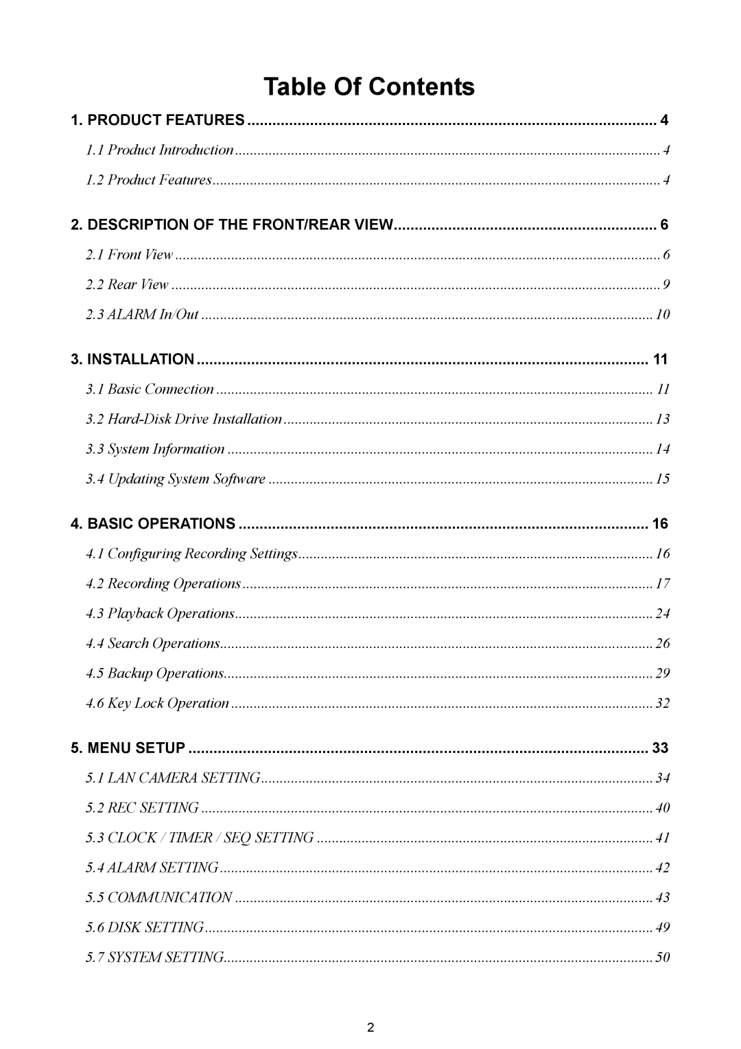 Maxtor NVR-2028 manual Table Of Contents 