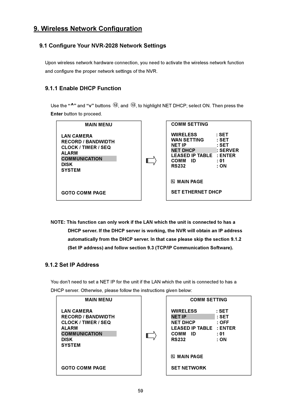 Maxtor manual Configure Your NVR-2028 Network Settings, Enable Dhcp Function, Set IP Address 