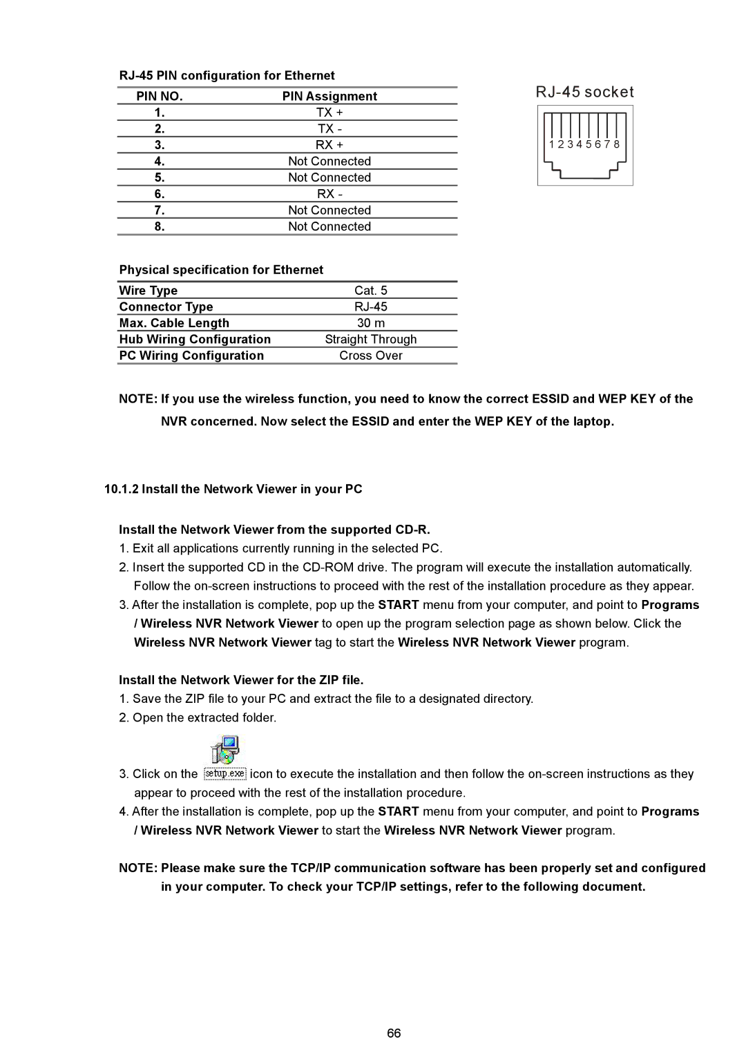 Maxtor NVR-2028 manual RJ-45 PIN configuration for Ethernet, PIN no, PIN Assignment, Tx + Rx + 