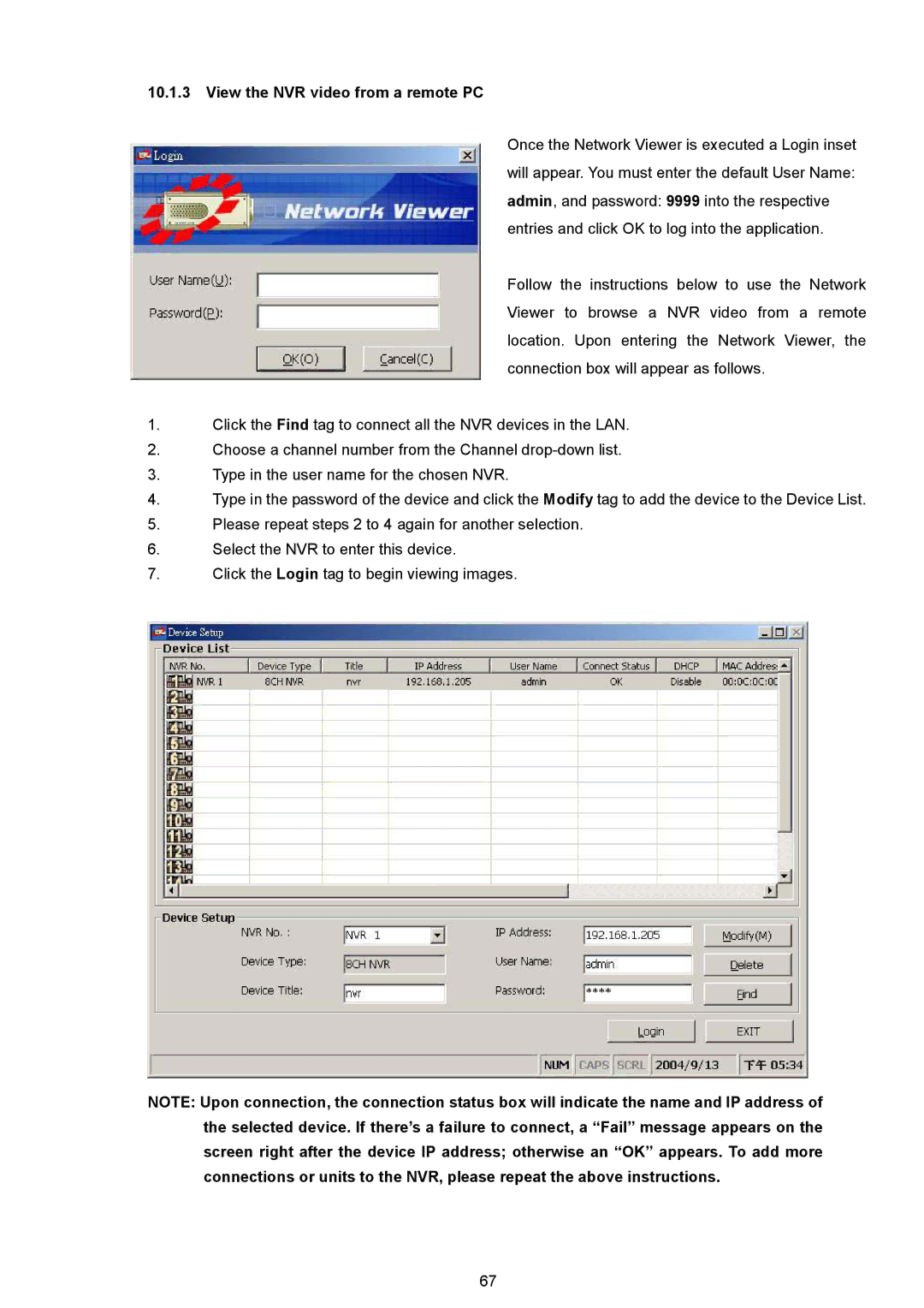 Maxtor NVR-2028 manual View the NVR video from a remote PC 