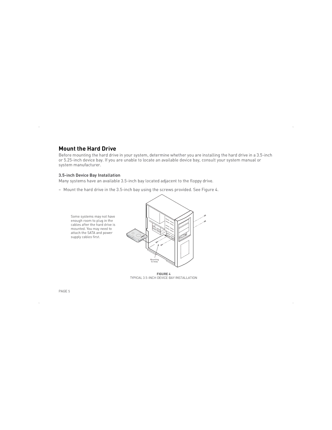 Maxtor SATA II/300 specifications Mount the Hard Drive, Inch Device Bay Installation 