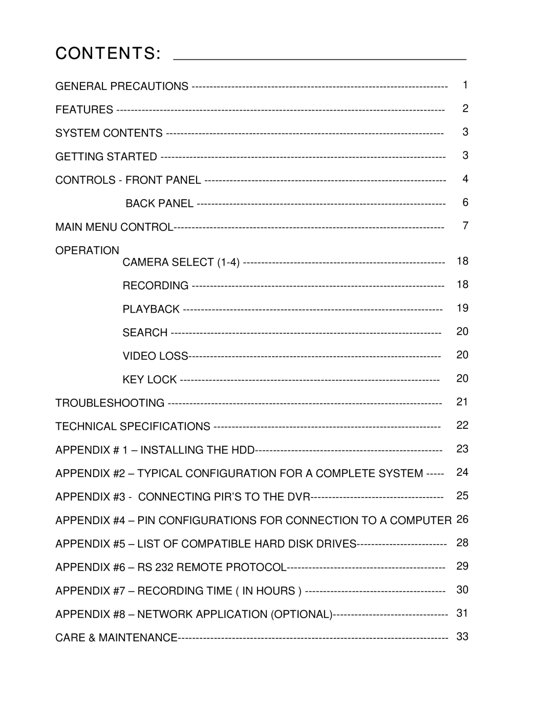 Maxtor SC324 manual Contents 