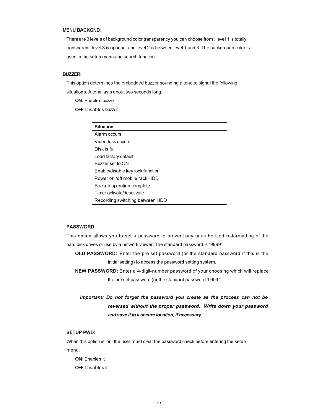 Maxtor SLD240 operation manual Menu Backgnd, Situation 