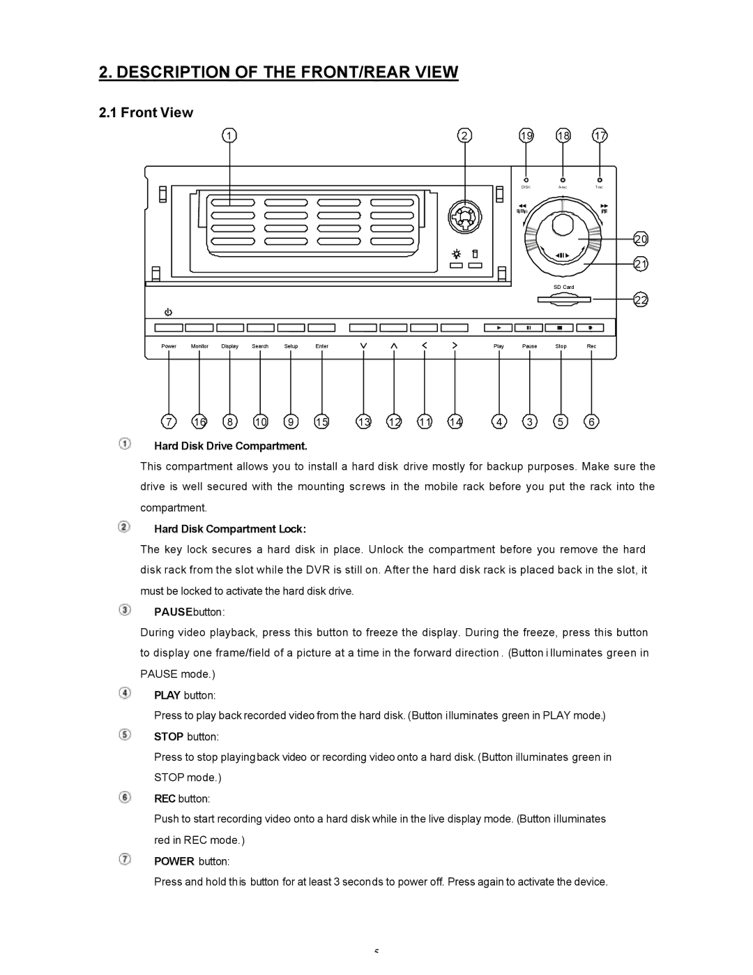 Maxtor SLD240 operation manual Front View, Hard Disk Drive Compartment, Hard Disk Compartment Lock 