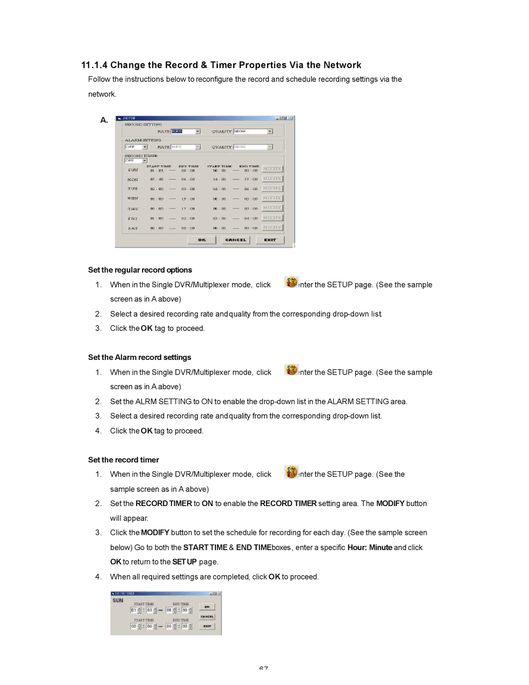 Maxtor SLD240 Change the Record & Timer Properties Via the Network, Set the regular record options, Set the record timer 