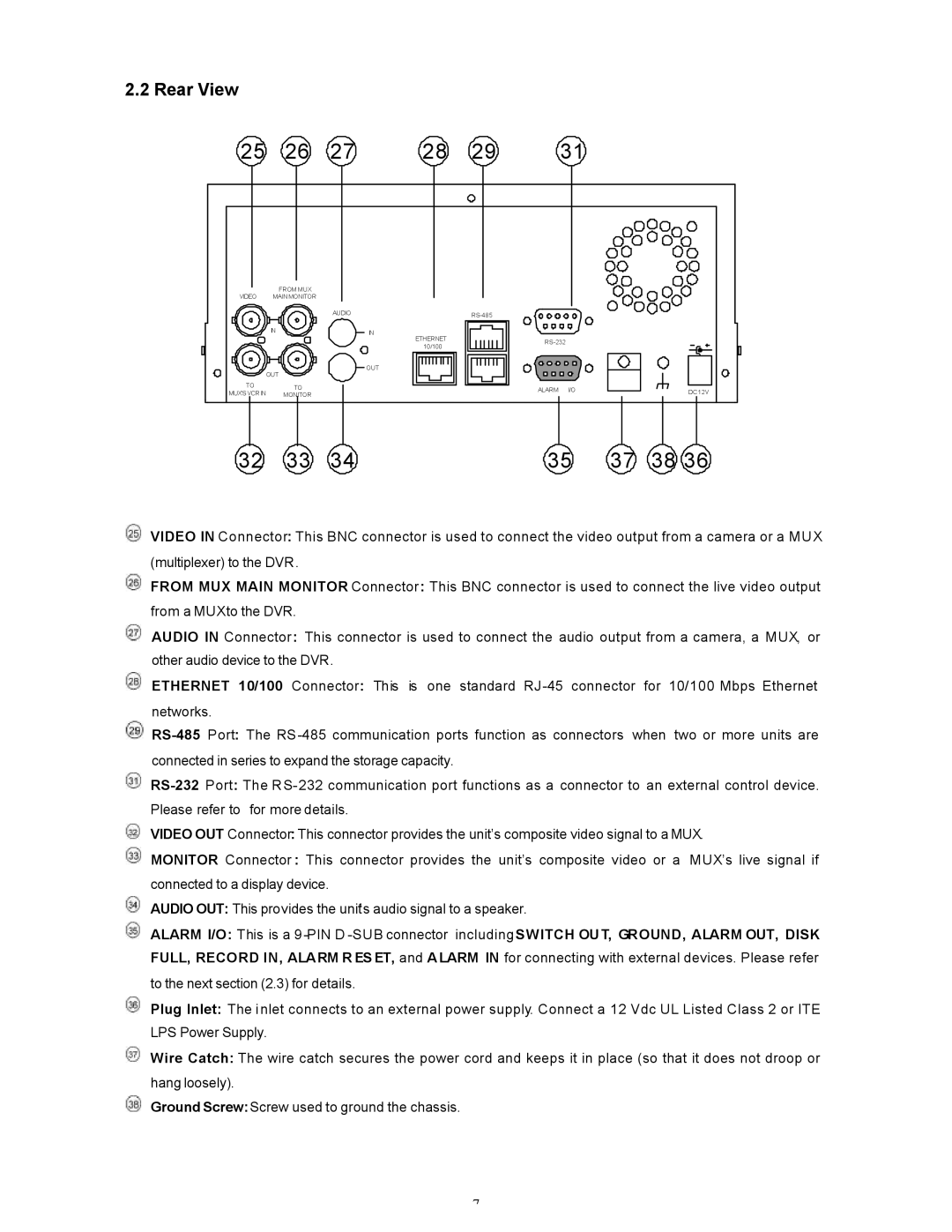 Maxtor SLD240 operation manual Rear View 