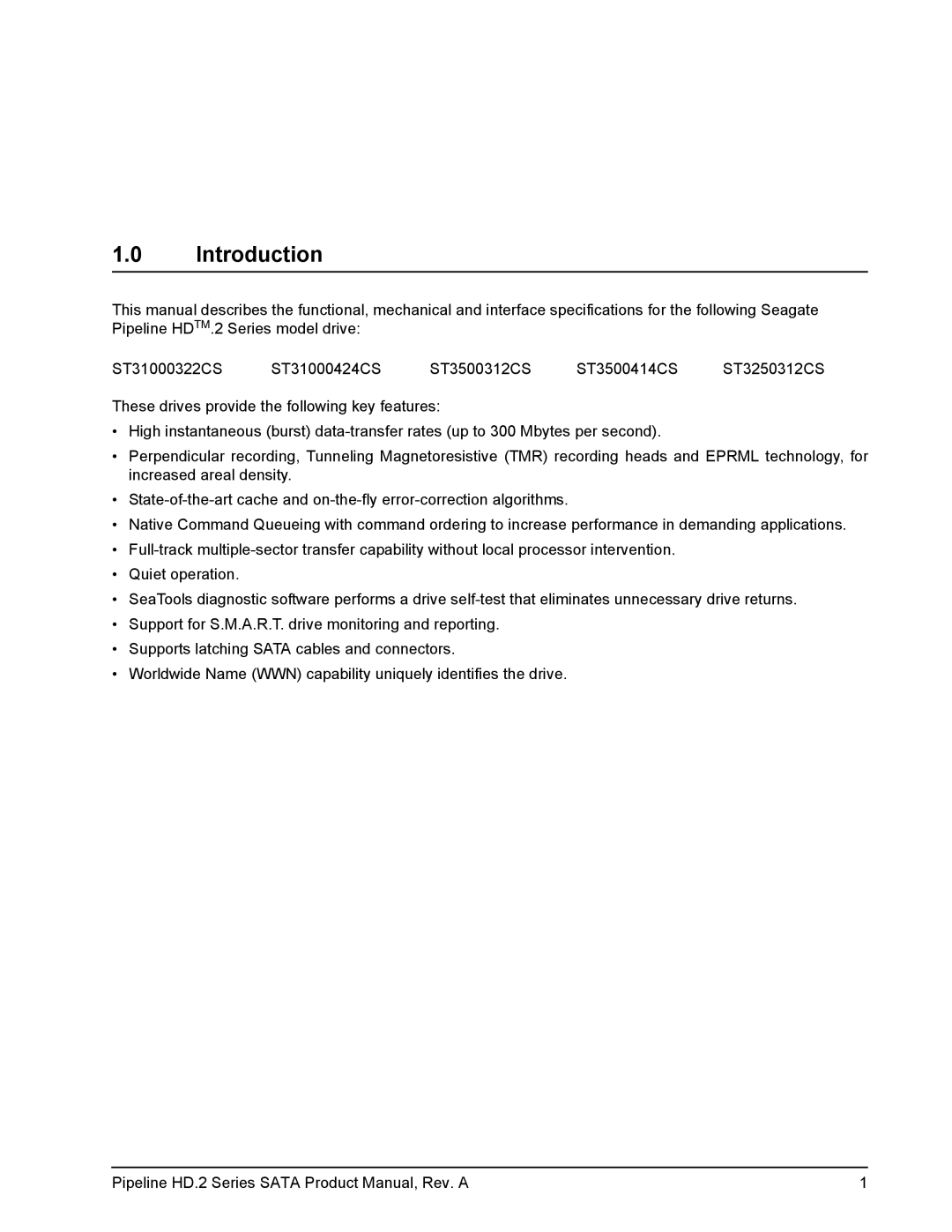 Maxtor ST3500312CS, ST31000424CS, ST3250312CS, ST3500414CS, ST31000322CS manual Introduction 