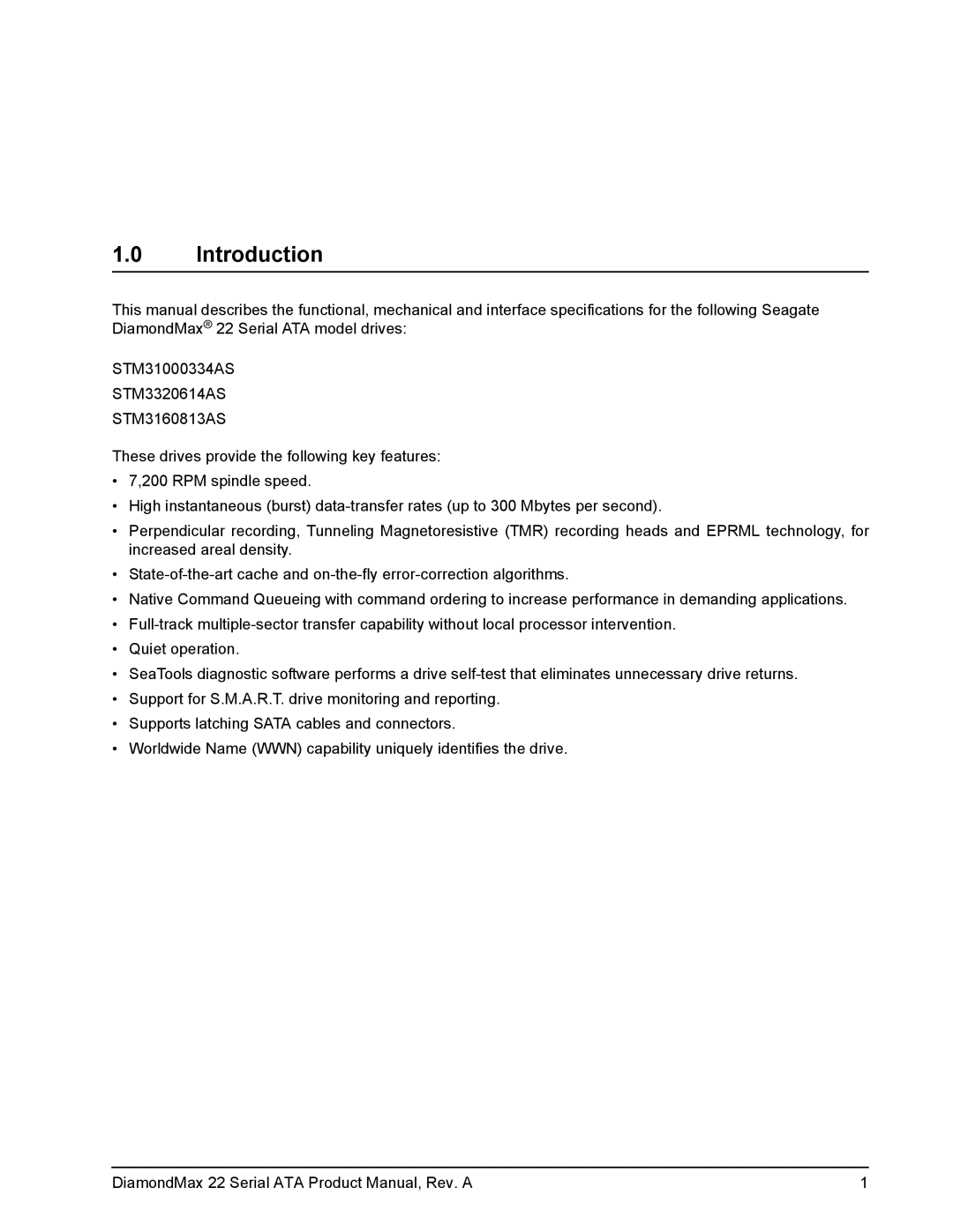 Maxtor STM31000334AS, STM3160813AS, STM3320614AS manual Introduction 