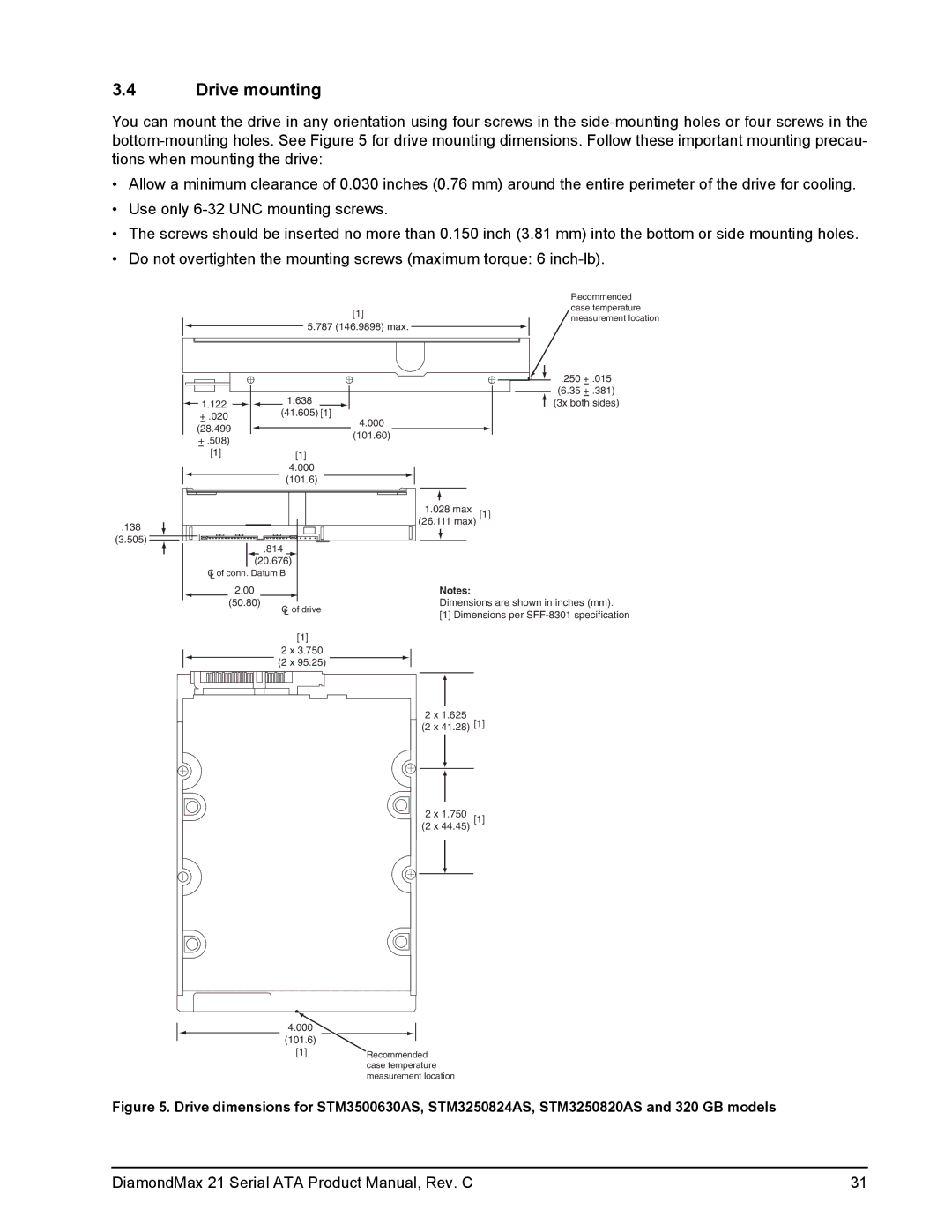 Maxtor STM340215AS, STM3160815AS, STM3160215AS, STM3250310AS, STM380215AS, STM3500630AS, STM3320820AS manual Drive mounting 