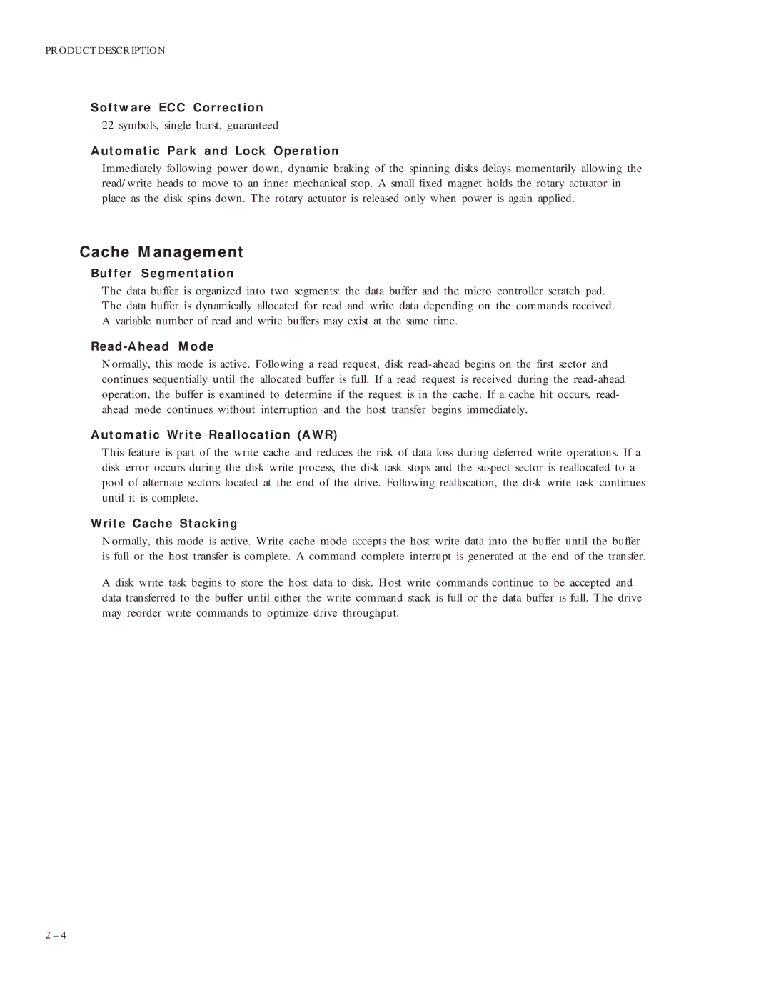 Maxtor VL 17 manual Cache Management 