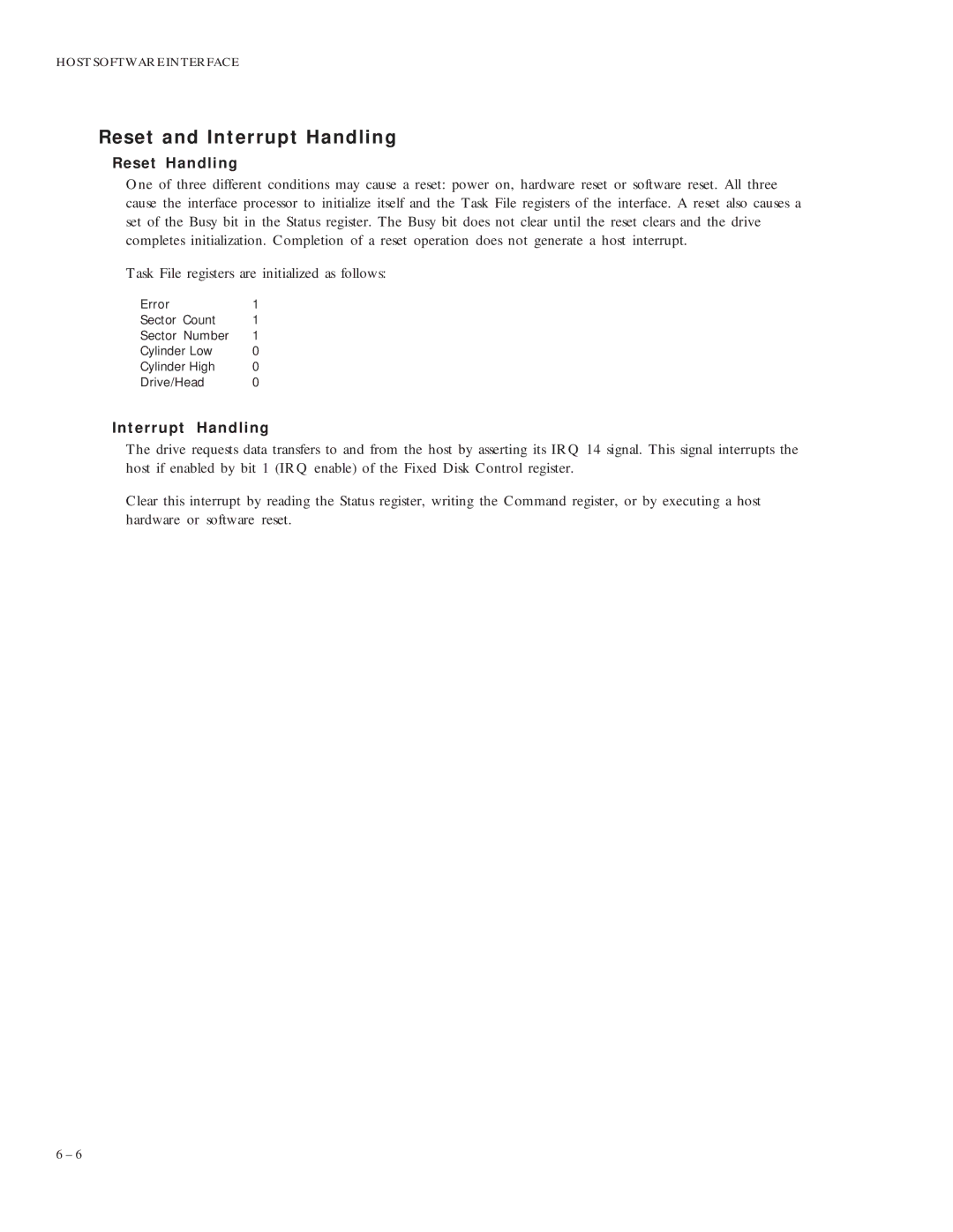 Maxtor VL 17 manual Reset and Interrupt Handling, Reset Handling 