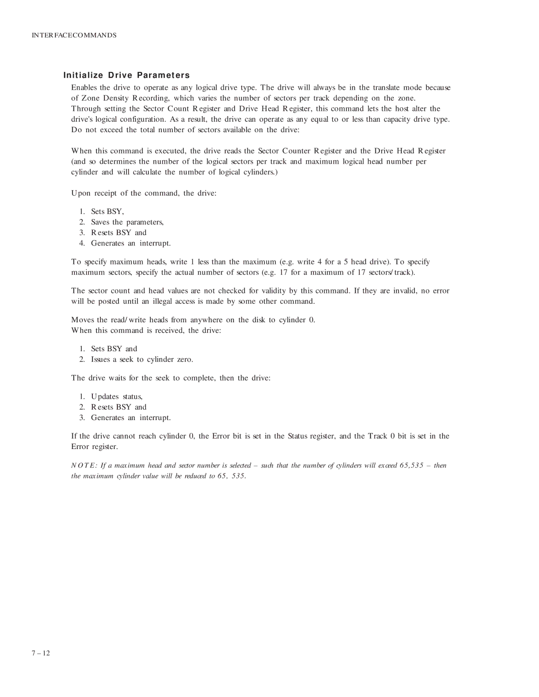 Maxtor VL 17 manual Initialize Drive Parameters 