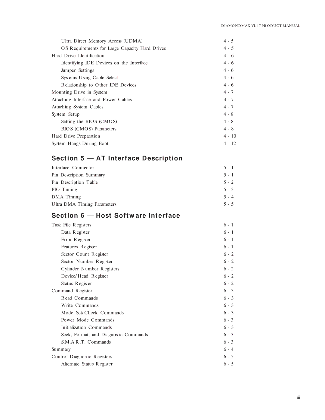 Maxtor VL 17 manual AT Interface Description, Host Software Interface 