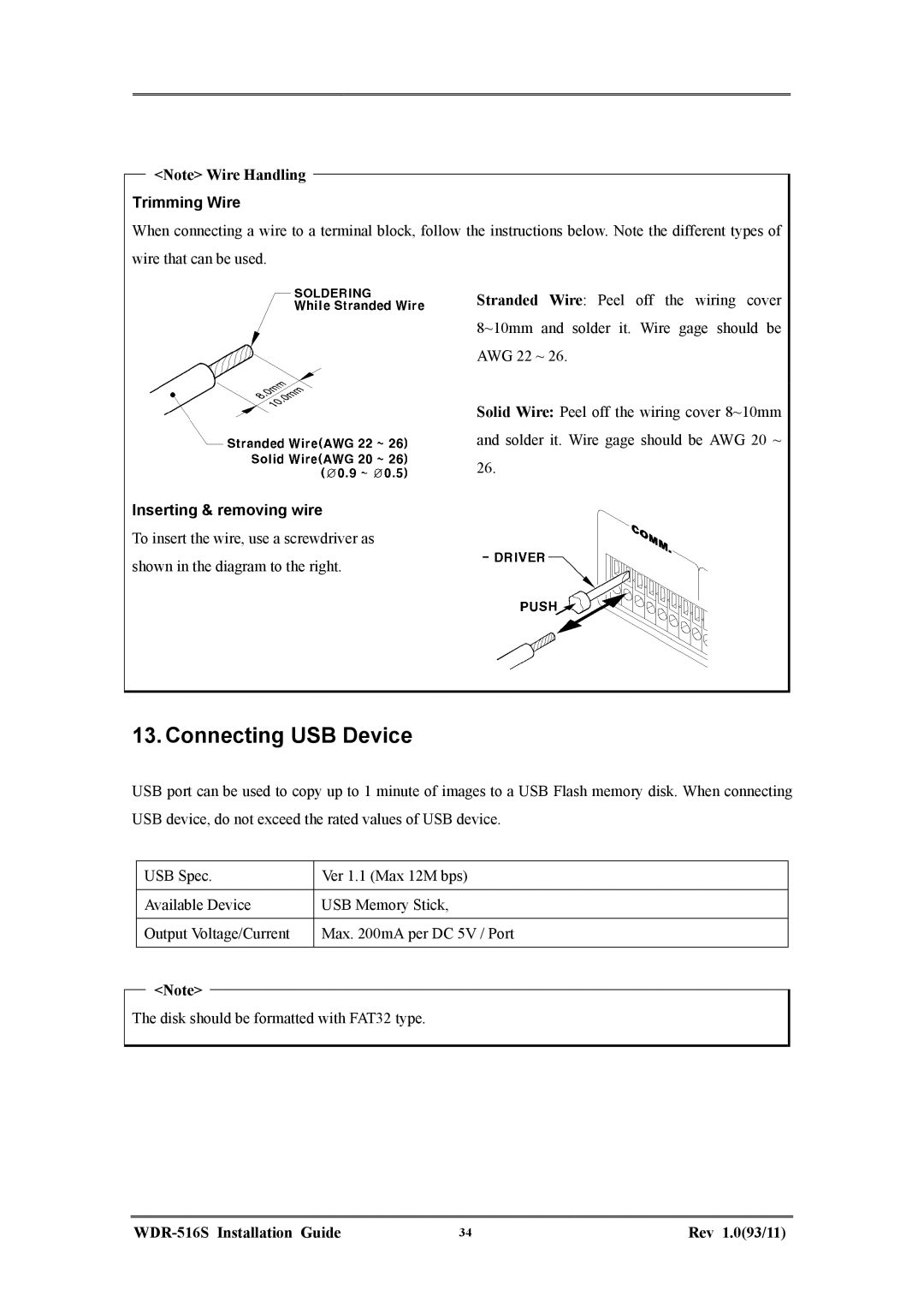 Maxtor WDR-516S manual Connecting USB Device, Trimming Wire 