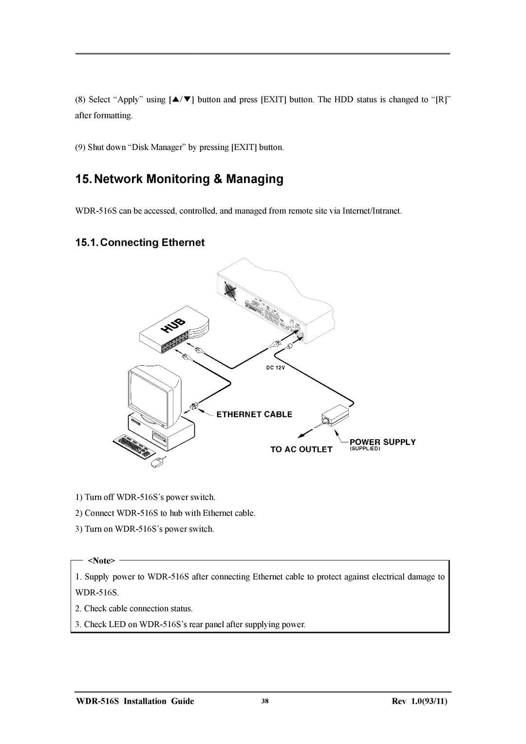 Maxtor WDR-516S manual Network Monitoring & Managing, Connecting Ethernet 