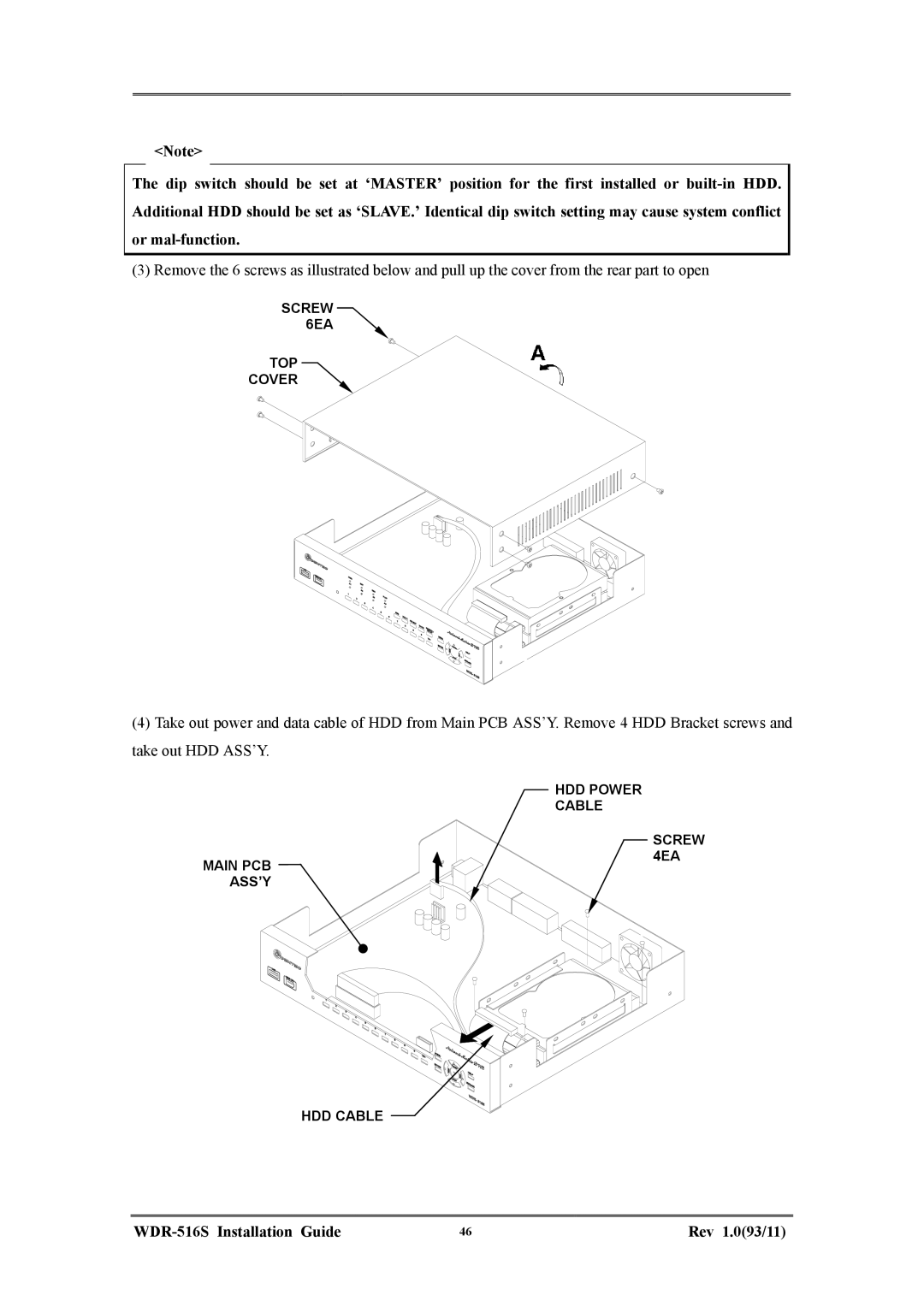 Maxtor WDR-516S manual Screw 6EA TOP Cover 