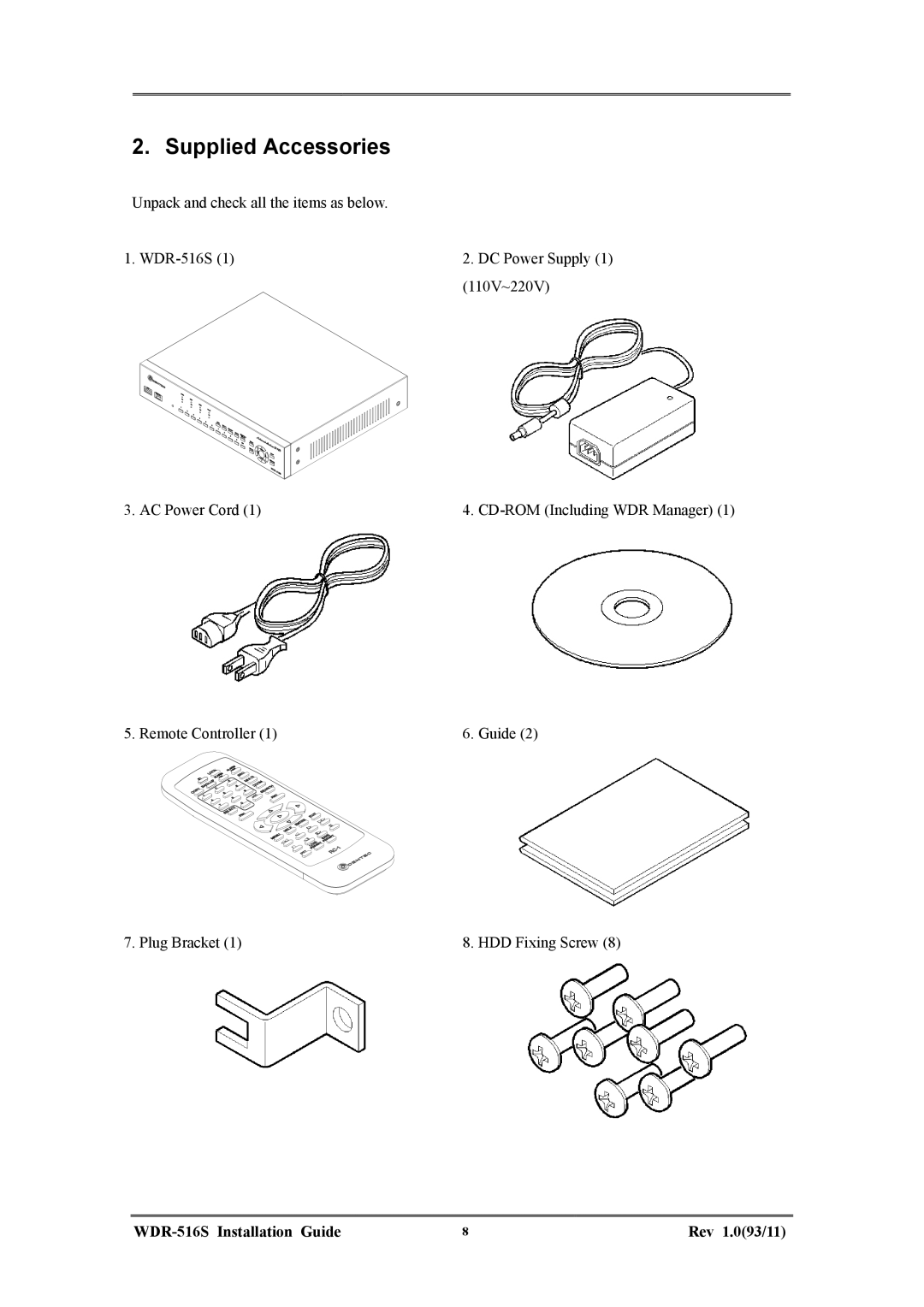 Maxtor WDR-516S manual Supplied Accessories 