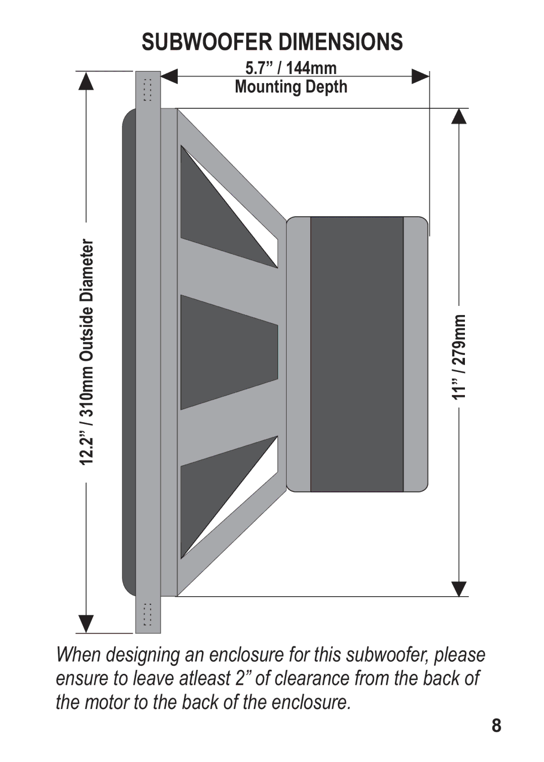 Maxxsonics AT12S4, AT12D2, AT12D4 manual Subwoofer Dimensions 