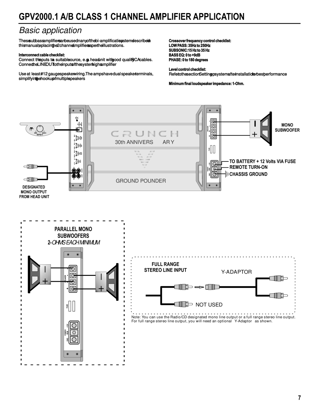 Maxxsonics GPV3000.1D PRO GPV2000.1 A/B Class 1 Channel Amplifier Application, Basic application, Designated, Subwoofer 