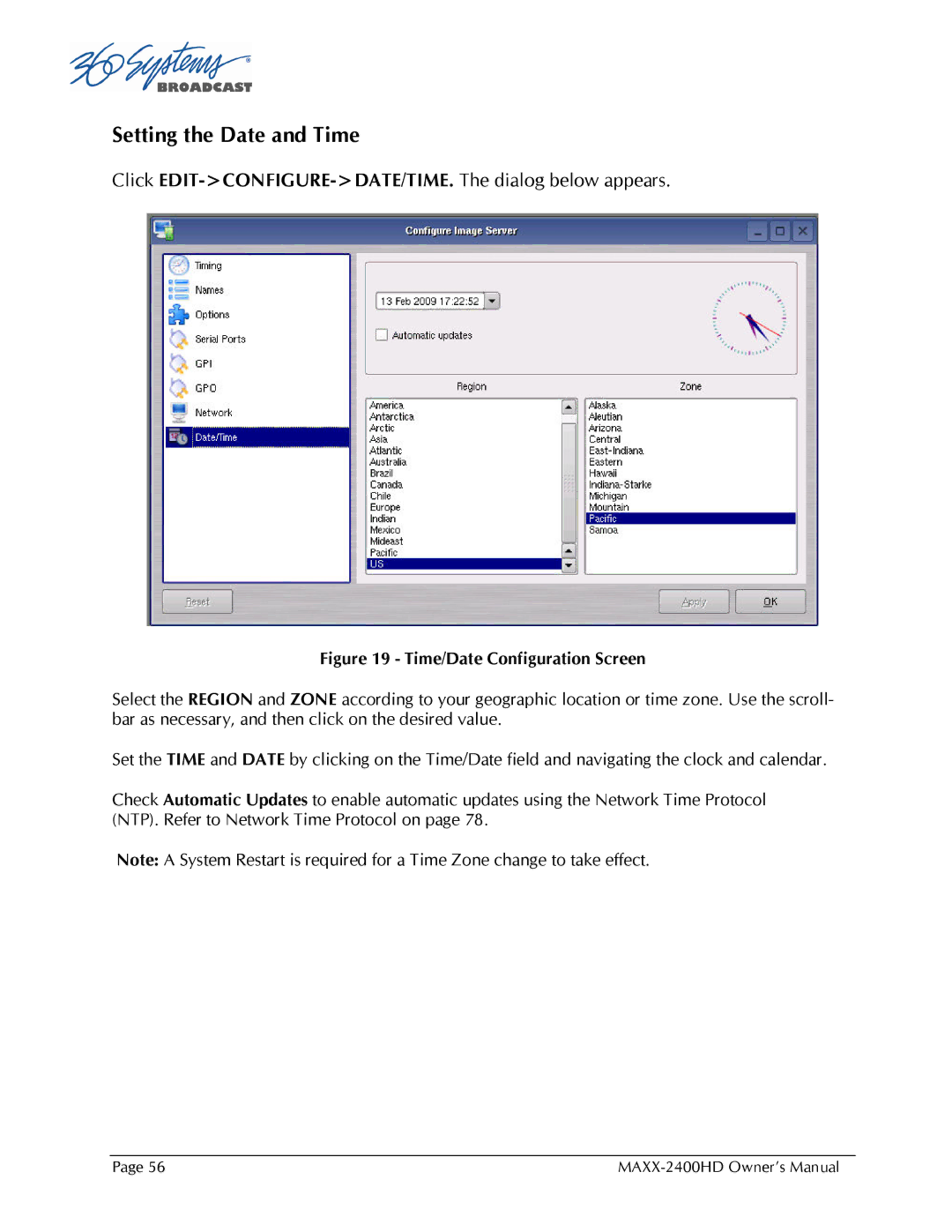 Maxxsonics MAXX-2400HD manual Setting the Date and Time 