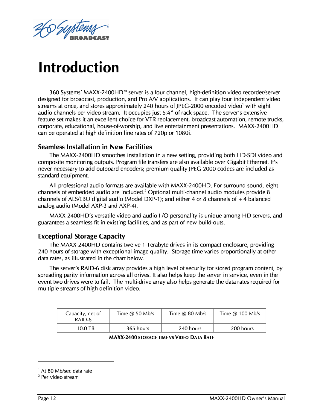 Maxxsonics MAXX-2400HD manual Introduction, Seamless Installation in New Facilities, Exceptional Storage Capacity 